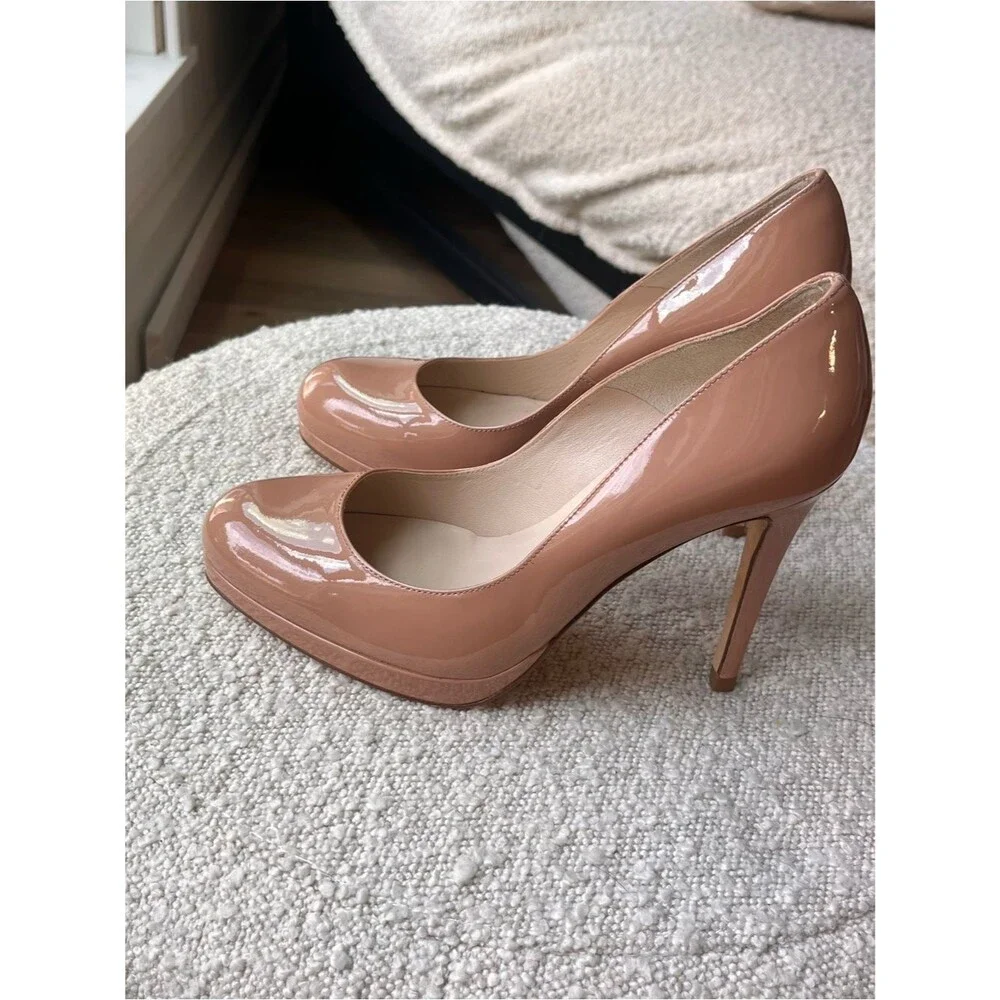 LK Bennett Sledge Patent Platform Courts Heels in Trench size 39 (US 8.5)